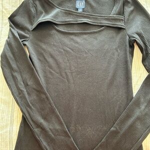 GAP Black Ribbed Knit Top
